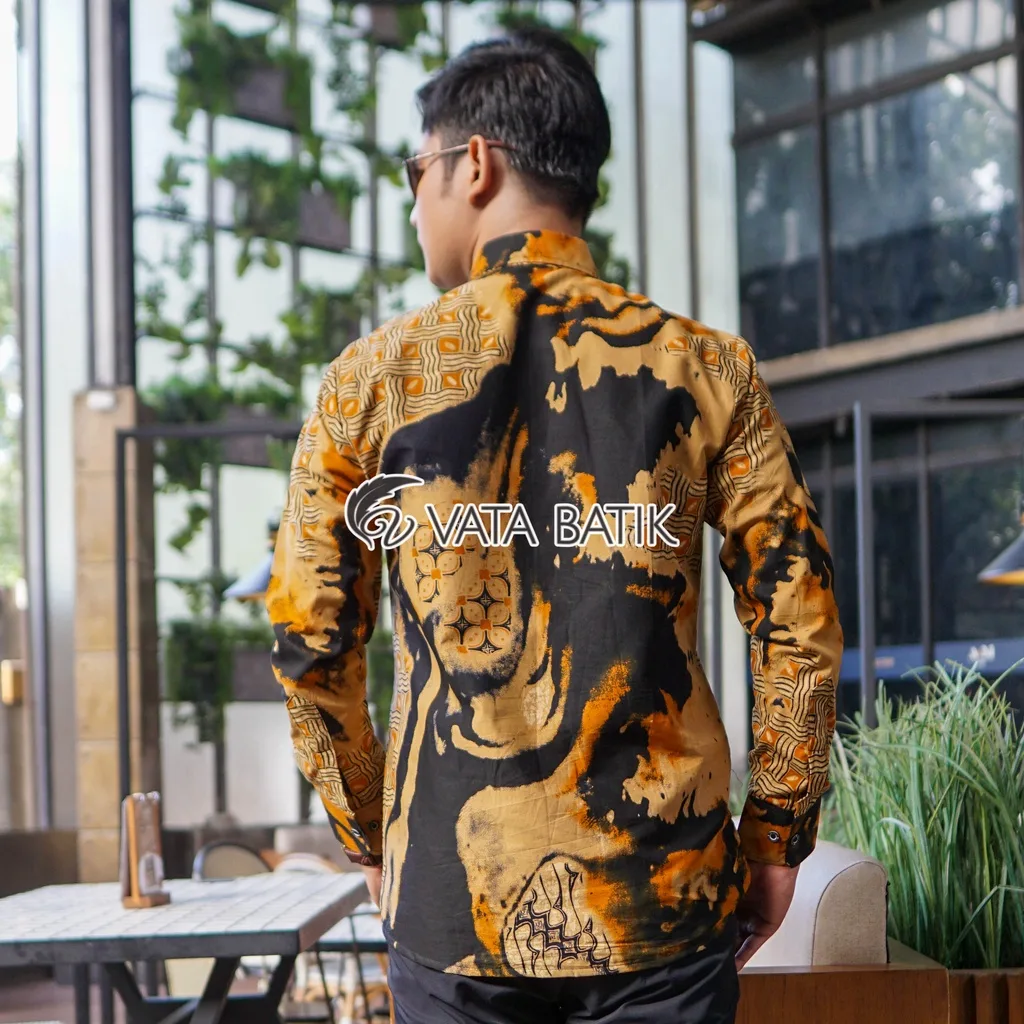 Foto 5 KEMEJA BATIK PRIA LENGAN PANJANG SLIMFIT KATUN PRINTING HEM BAJU SERAGAM KANTOR MO…