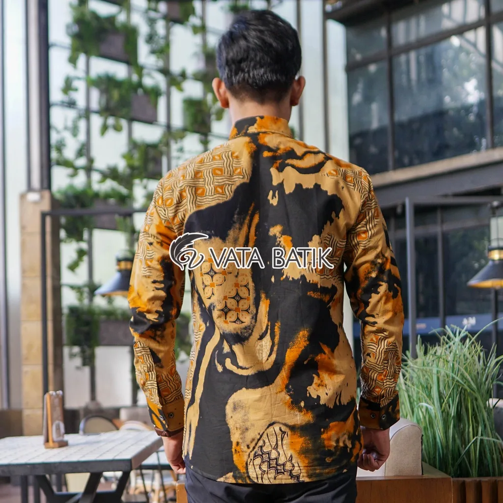 Foto 3 KEMEJA BATIK PRIA LENGAN PANJANG SLIMFIT KATUN PRINTING HEM BAJU SERAGAM KANTOR MO…