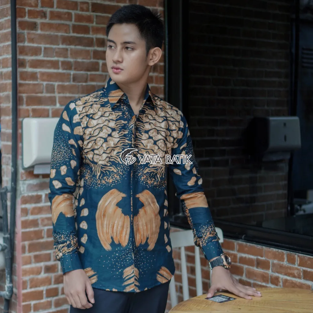 KEMEJA BATIK PRIA LENGAN PANJANG SLIMFIT KATUN PRINTING HEM BAJU SERAGAM KANTOR MODERN Vata11P21I Slimfit Furing